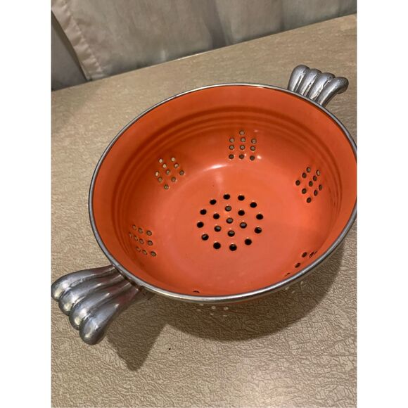 Persimmon Enameled Colander-7” Strainer Metal Claw Handles RARE *Like Fiestaware - Picture 2 of 5